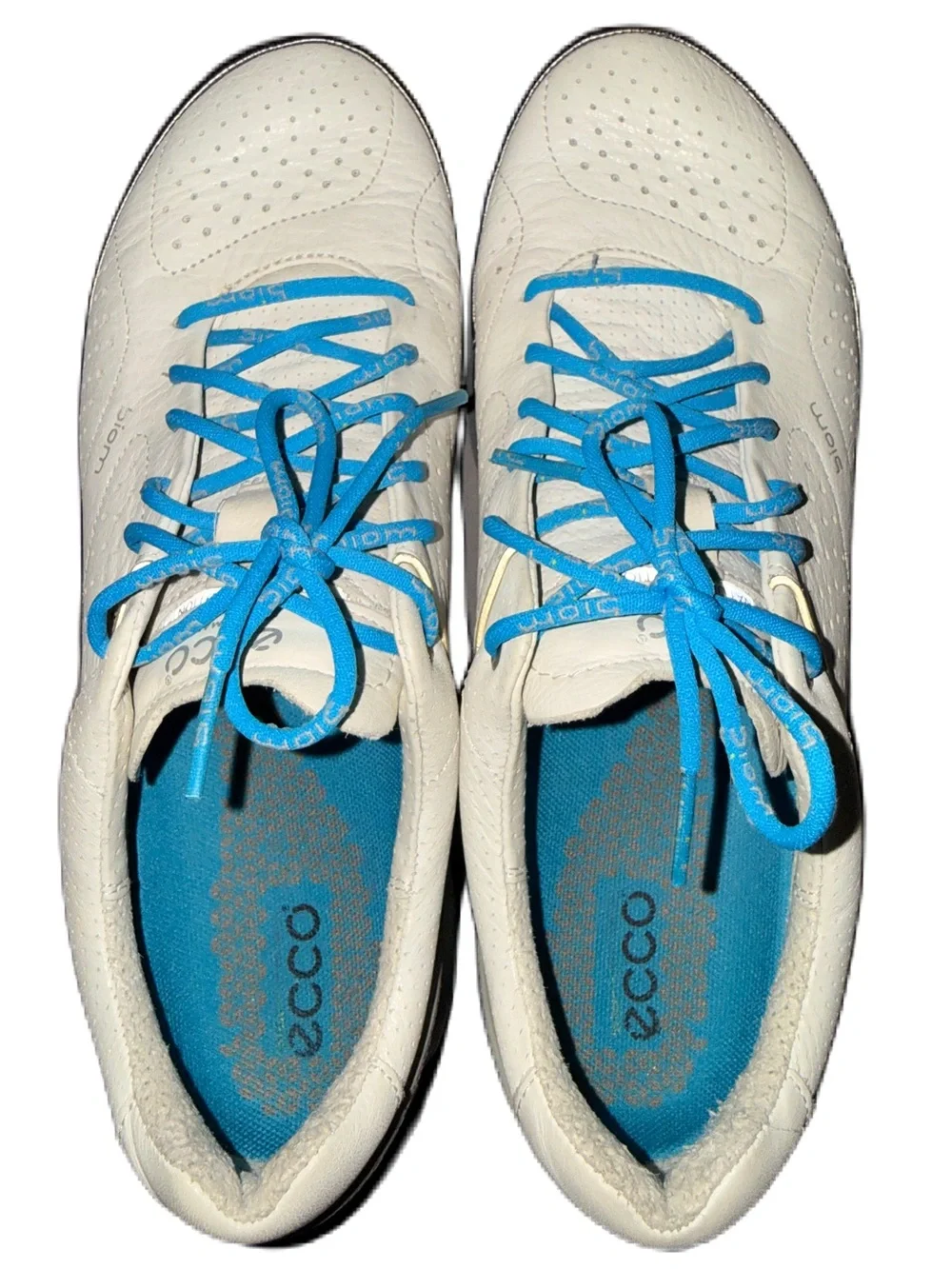 Ecco Biom Natural Motion Shoe 39 8/8.5 US Leather Athletic White Black Gray EUC